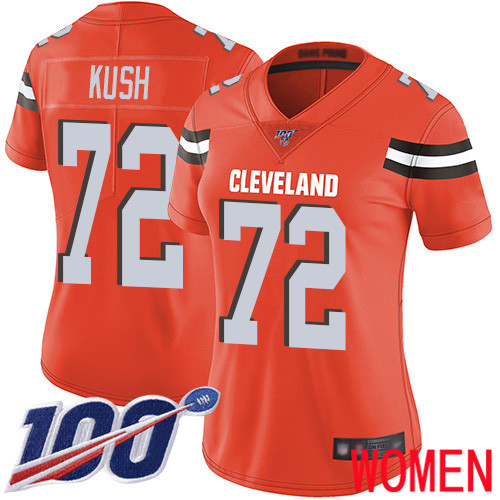 Cleveland Browns Eric Kush Women Orange Limited Jersey #72 NFL Football Alternate 100th Season Vapor Untouchable